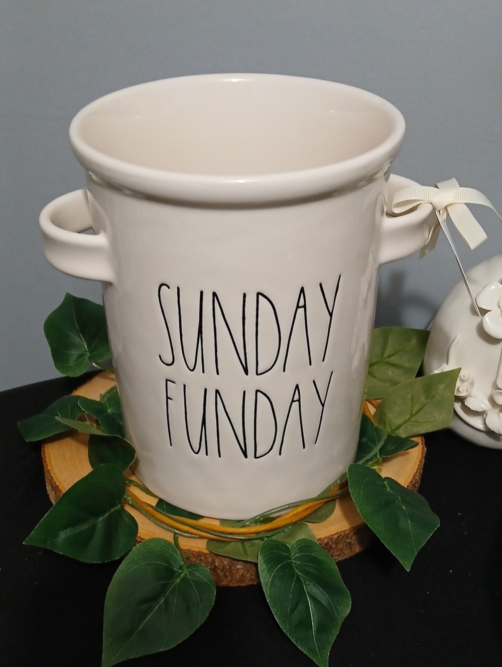 Rae Dunn Cream "Sunday Funday" Ceramic Holder NWT